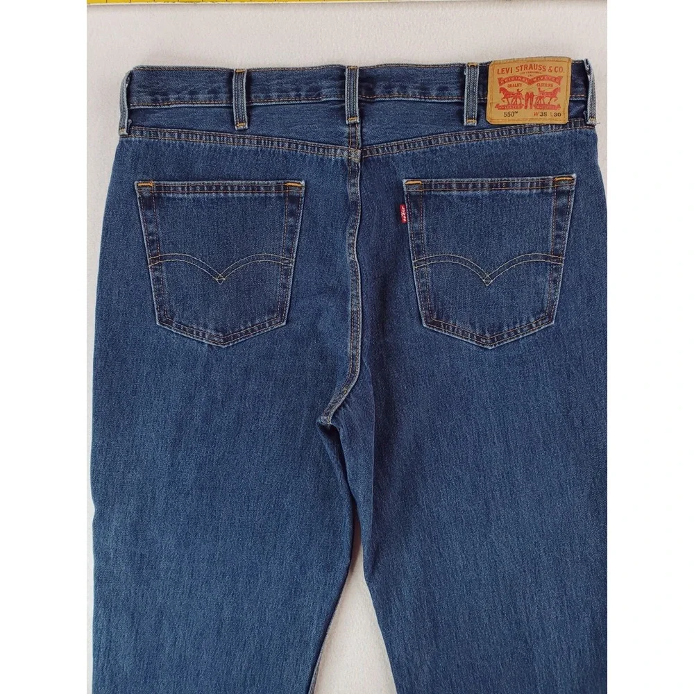 Levis 550 Jeans Mens 38x30 Blue Relaxed Tapered Work Pants Baggy 90s Y2K Dark